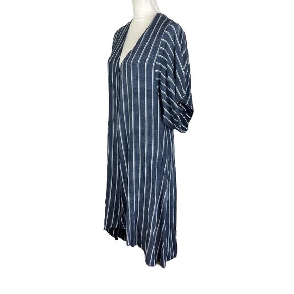 Saltwater Luxe Stripe Button Up Midi Shirt Dress Flutter Sleeve Size Medium - Picture 4 of 6